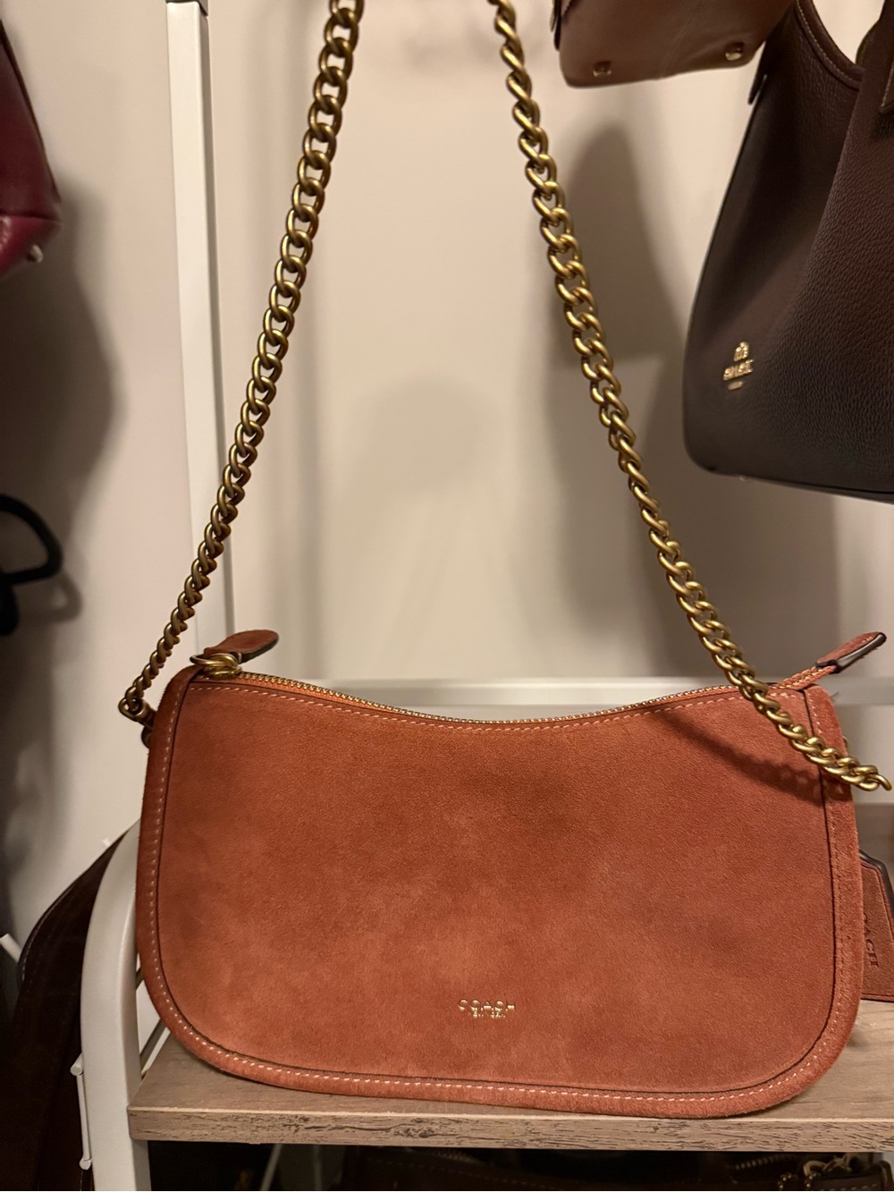 COACH Clay Suede Waverly Chain Shoulder Bag